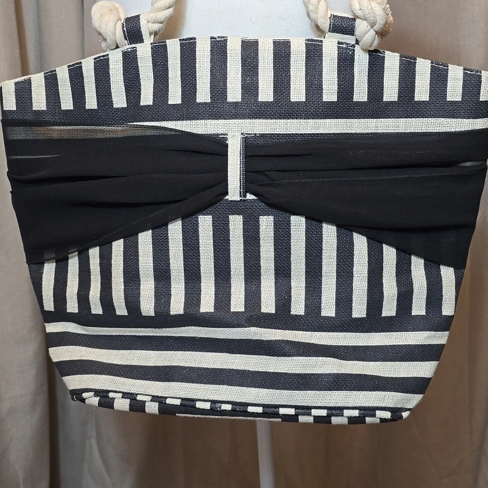 Mud Pie Sarong Along Tote, Black Striped